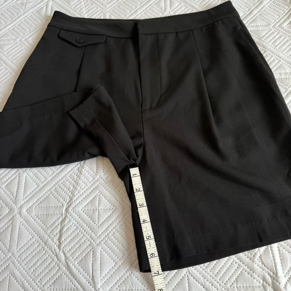 Sophie Rue High Waist Pleated Shorts Size Large In Black